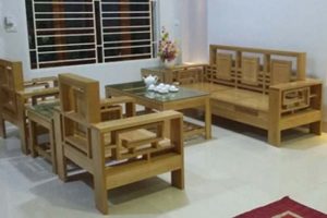 Sofa gỗ tự nhiên phòng khách tựa kép triện sồi mỹ