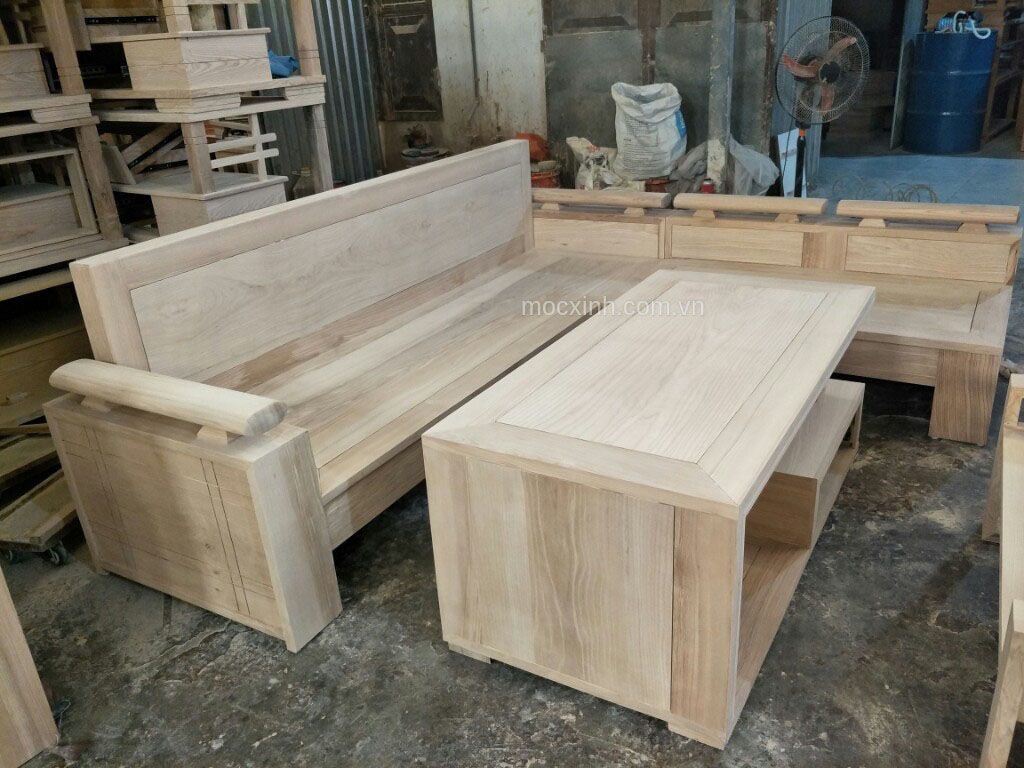 GHẾ MỘC sofa góc hộp tựa liền