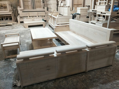 GHẾ MỘC sofa góc hộp tựa liền