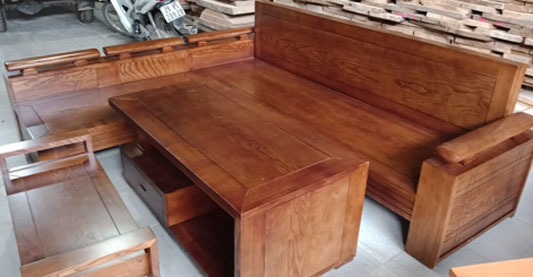 sofa góc hộp tựa liền sồi nga lau màu gỗ óc chó
