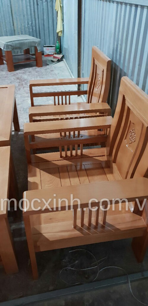 GHẾ ĐƠN bộ bàn ghế gỗ tay đơn hoa tây