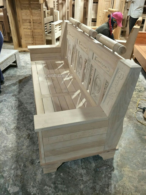 GHẾ ĐƠN MỘC bộ bàn ghế phòng khách Như Ý sồi mỹ