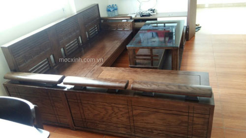 sofa gỗ hộp tựa ô nhỏ sồi nga lau màu óc chó