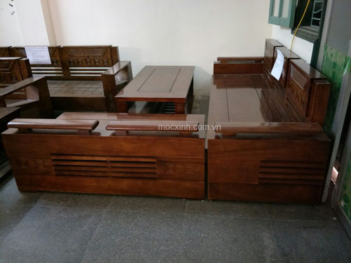 Sofa góc phòng khách gỗ dâu