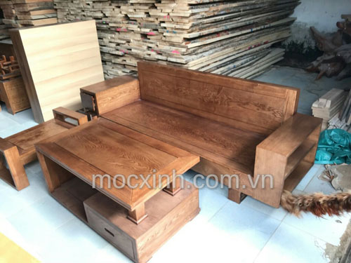 Sofa gỗ một văng tay ngăn kéo lau màu óc chó